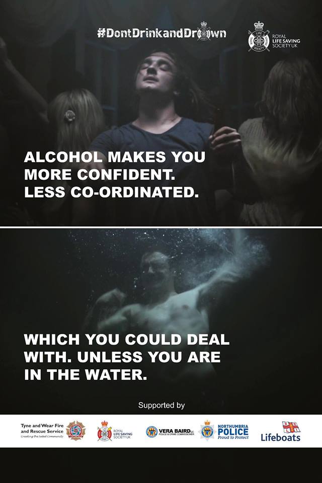 Alcohol makes you more confident. Less co-ordinated. Which you could deal with. Unless you are in the water.