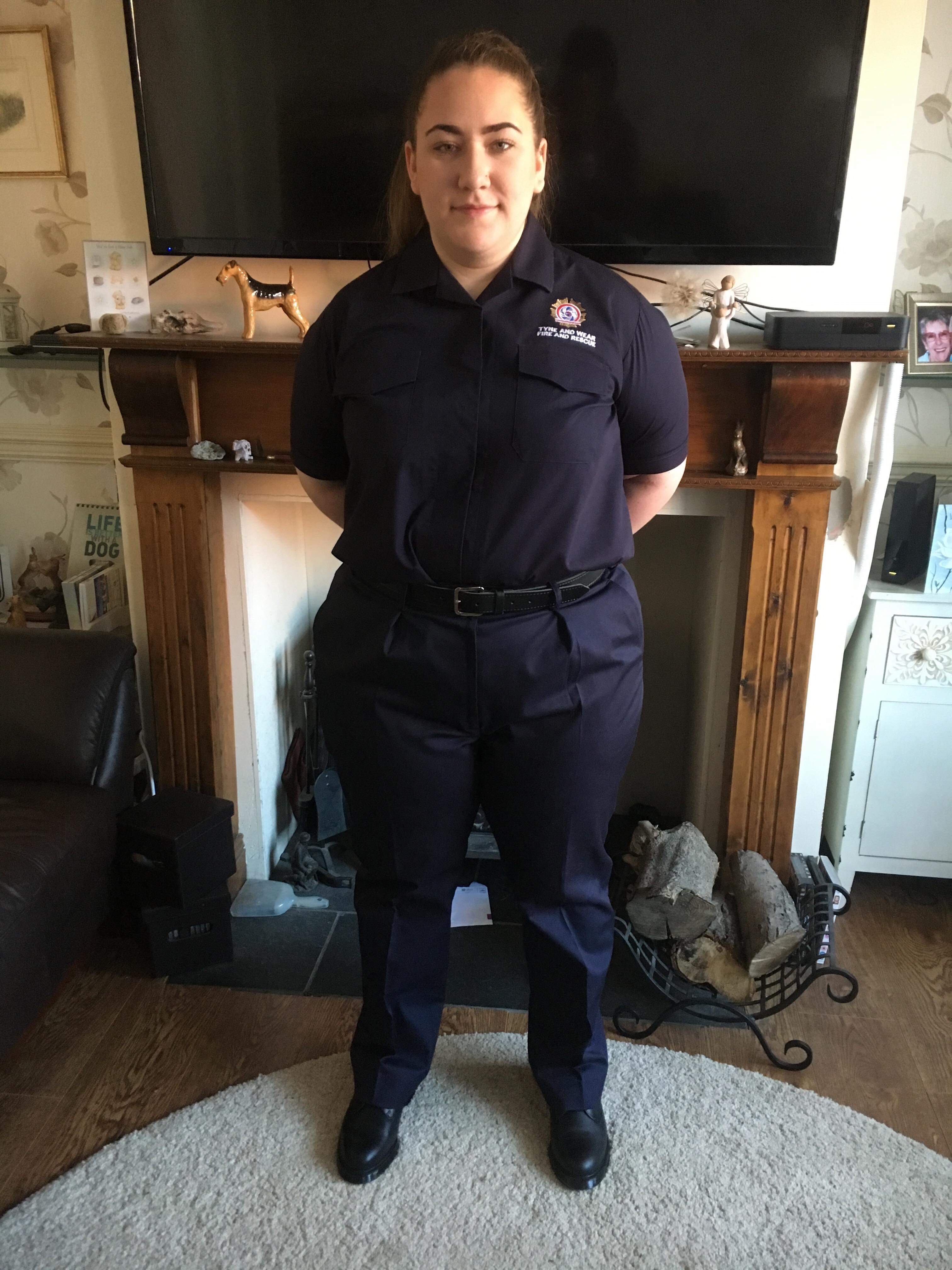 Tamsin in her Tyne and Wear Fire and Rescue Service uniform